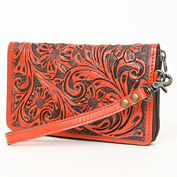 ADBG1140 American Darling Hand-Tooled Western Leather Clutch Bag - Genuine Carved Artisan Women Wristlet