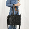 ADBG1141 American Darling Hand Tooled Leather Tote -Western Floral Carved Purse