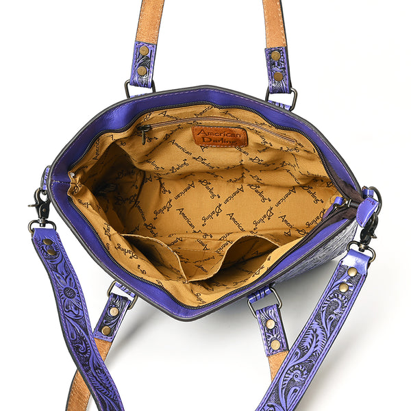 ADBG1141 American Darling Hand Tooled Leather Tote -Western Floral Carved Purse