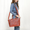 ADBG1141 American Darling Hand Tooled Leather Tote -Western Floral Carved Purse
