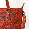 ADBG1141 American Darling Hand Tooled Leather Tote -Western Floral Carved Purse