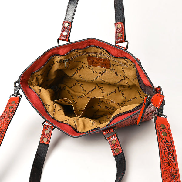 ADBG1141 American Darling Hand Tooled Leather Tote -Western Floral Carved Purse