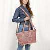 ADBG1141 American Darling Hand Tooled Leather Tote -Western Floral Carved Purse