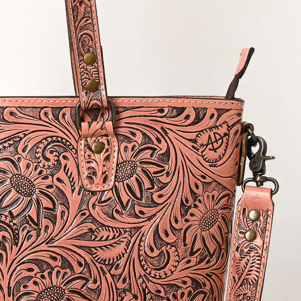 ADBG1141 American Darling Hand Tooled Leather Tote -Western Floral Carved Purse