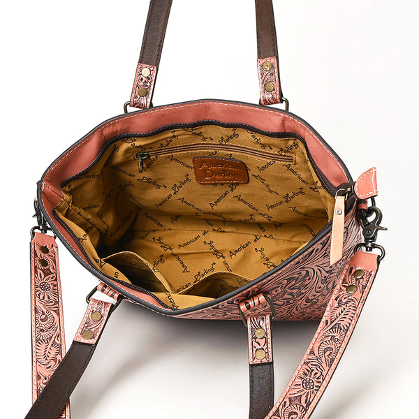 ADBG1141 American Darling Hand Tooled Leather Tote -Western Floral Carved Purse