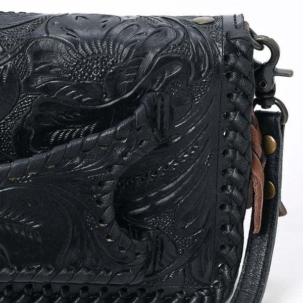 ADBG1228 American Darling Western Hand-Tooled Leather Clutch Bag with Floral Carving
