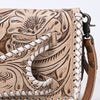 ADBG1228 American Darling Western Hand-Tooled Leather Clutch Bag with Floral Carving