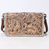 ADBG1228 American Darling Western Hand-Tooled Leather Clutch Bag with Floral Carving