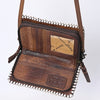 ADBG1228 American Darling Western Hand-Tooled Leather Clutch Bag with Floral Carving