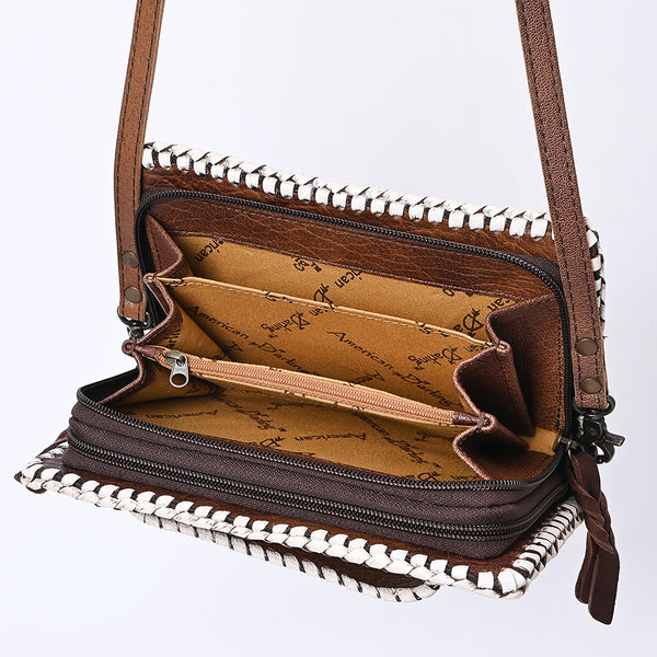 ADBG1228 American Darling Western Hand-Tooled Leather Clutch Bag with Floral Carving