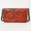 ADBG1228 American Darling Western Hand-Tooled Leather Clutch Bag with Floral Carving