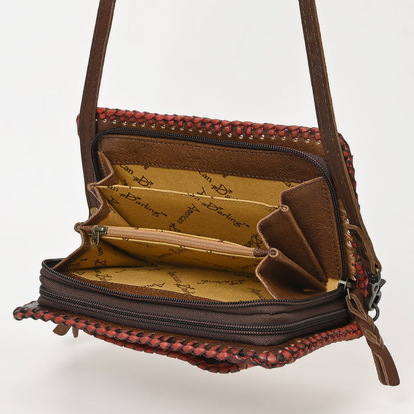 ADBG1228 American Darling Western Hand-Tooled Leather Clutch Bag with Floral Carving