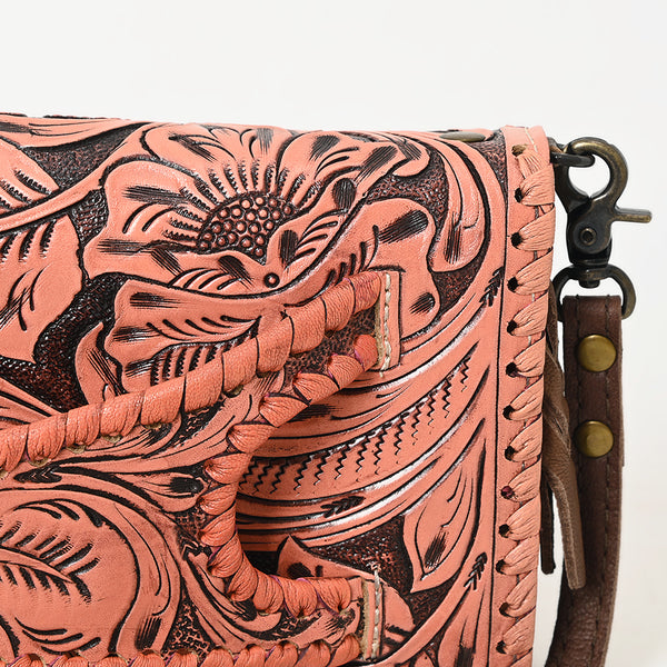 ADBG1228 American Darling Western Hand-Tooled Leather Clutch Bag with Floral Carving