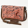 ADBG1228 American Darling Western Hand-Tooled Leather Clutch Bag with Floral Carving