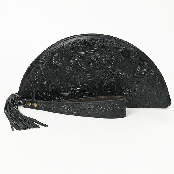 ADBG1233 American Darling Hand-Tooled Western Leather Taco Bag - Genuine Floral Carved Designer Wristlet