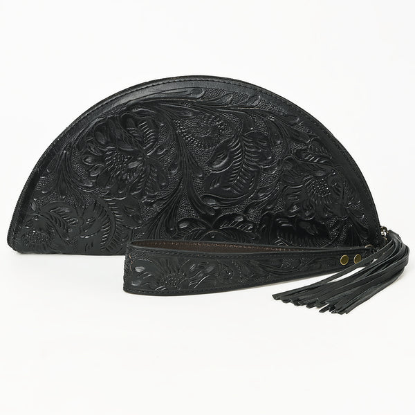ADBG1233 American Darling Hand-Tooled Western Leather Taco Bag - Genuine Floral Carved Designer Wristlet