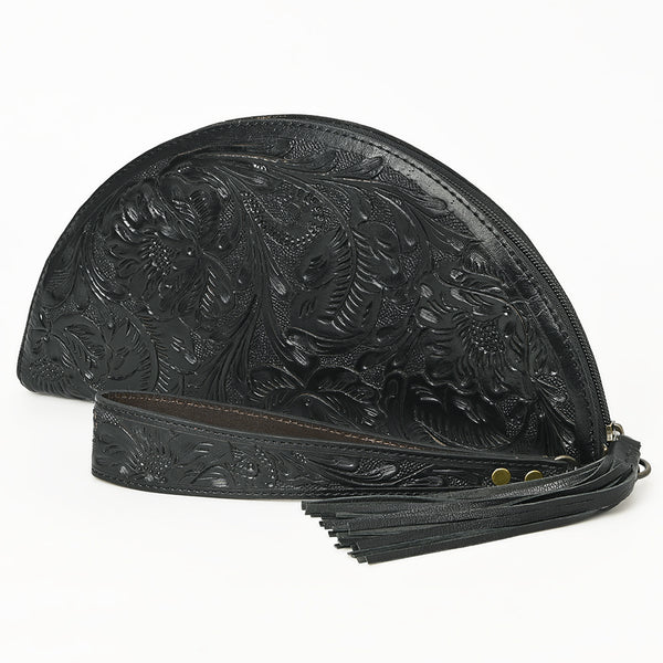 ADBG1233 American Darling Hand-Tooled Western Leather Taco Bag - Genuine Floral Carved Designer Wristlet