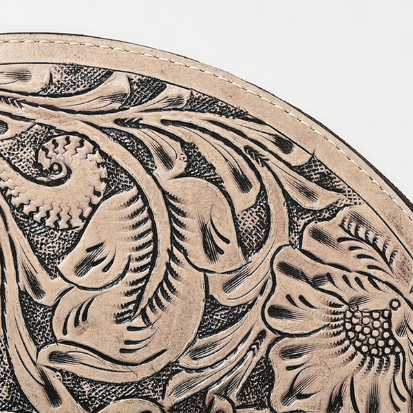 ADBG1233 American Darling Hand-Tooled Western Leather Taco Bag - Genuine Floral Carved Designer Wristlet