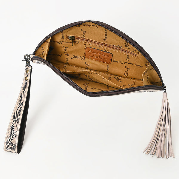 ADBG1233 American Darling Hand-Tooled Western Leather Taco Bag - Genuine Floral Carved Designer Wristlet