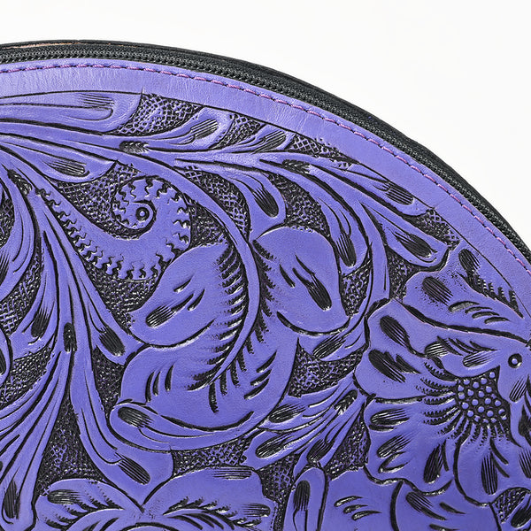 ADBG1233 American Darling Hand-Tooled Western Leather Taco Bag - Genuine Floral Carved Designer Wristlet