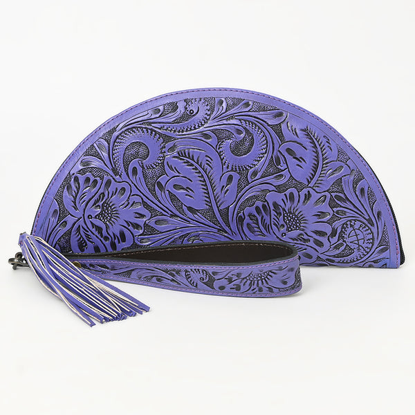 ADBG1233 American Darling Hand-Tooled Western Leather Taco Bag - Genuine Floral Carved Designer Wristlet
