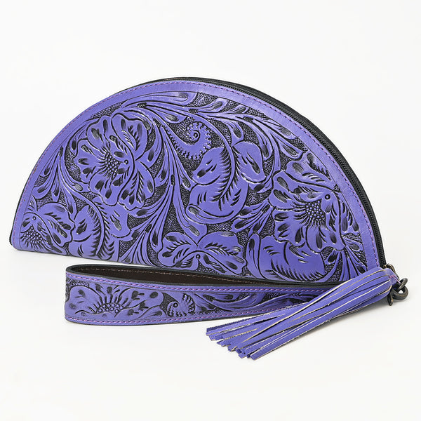 ADBG1233 American Darling Hand-Tooled Western Leather Taco Bag - Genuine Floral Carved Designer Wristlet