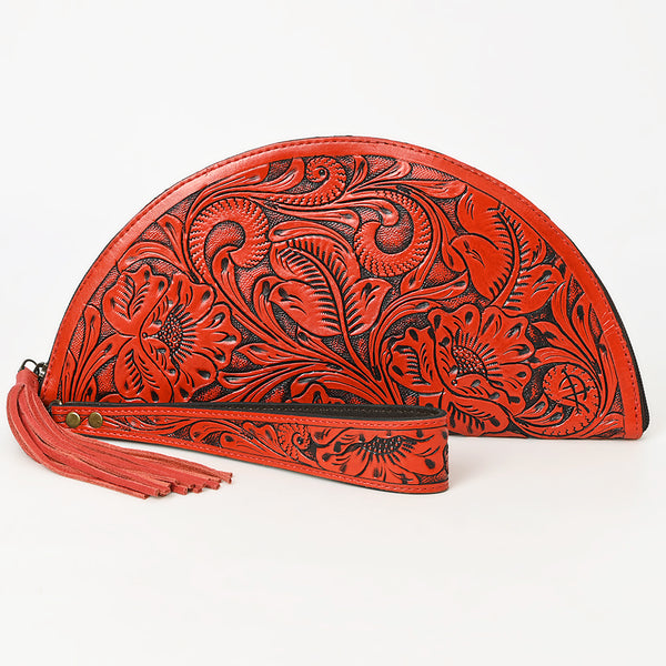 ADBG1233 American Darling Hand-Tooled Western Leather Taco Bag - Genuine Floral Carved Designer Wristlet