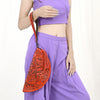ADBG1233 American Darling Hand-Tooled Western Leather Taco Bag - Genuine Floral Carved Designer Wristlet
