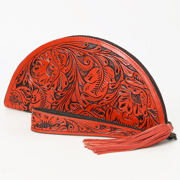 ADBG1233 American Darling Hand-Tooled Western Leather Taco Bag - Genuine Floral Carved Designer Wristlet