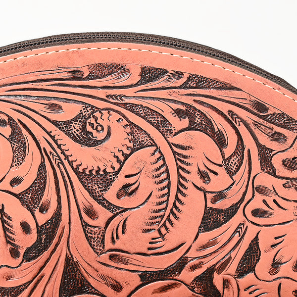 ADBG1233 American Darling Hand-Tooled Western Leather Taco Bag - Genuine Floral Carved Designer Wristlet