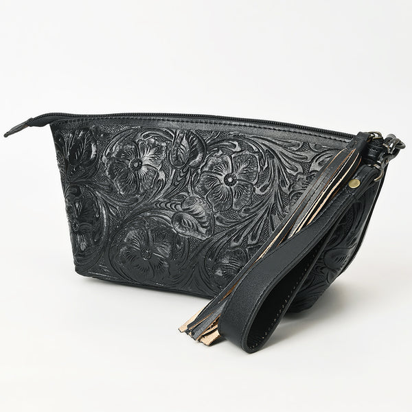 ADBG1234 American Darling Hand-Tooled Western Leather Wristlet Bag - Genuine Floral Carved Women Clutch