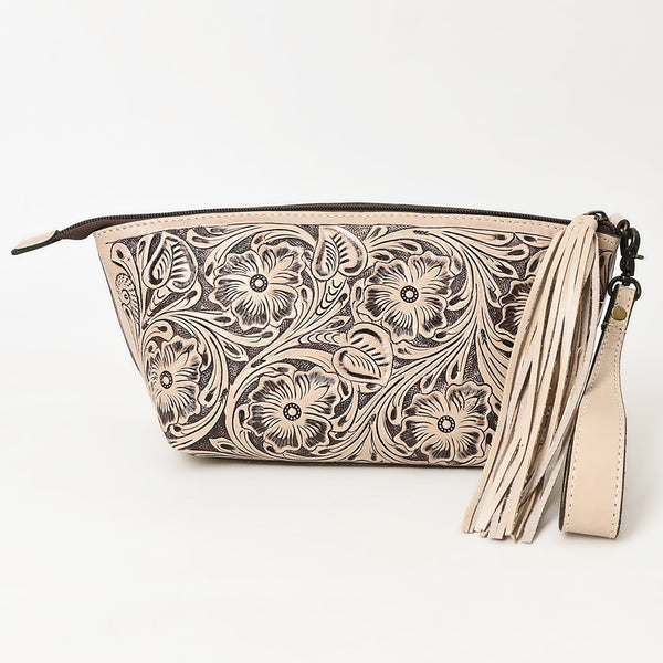 ADBG1234 American Darling Hand-Tooled Western Leather Wristlet Bag - Genuine Floral Carved Women Clutch