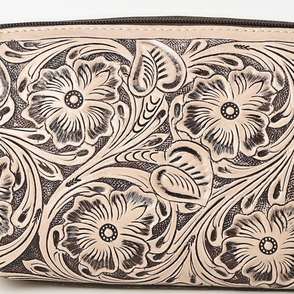 ADBG1234 American Darling Hand-Tooled Western Leather Wristlet Bag - Genuine Floral Carved Women Clutch