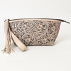 ADBG1234 American Darling Hand-Tooled Western Leather Wristlet Bag - Genuine Floral Carved Women Clutch