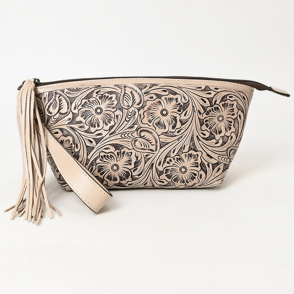 ADBG1234 American Darling Hand-Tooled Western Leather Wristlet Bag - Genuine Floral Carved Women Clutch