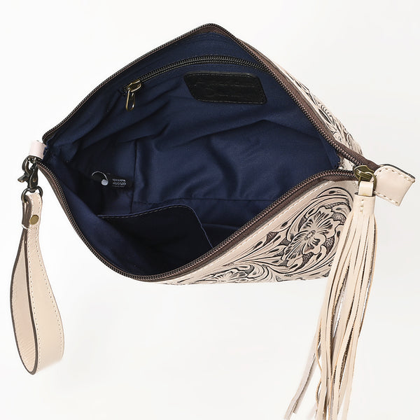 ADBG1234 American Darling Hand-Tooled Western Leather Wristlet Bag - Genuine Floral Carved Women Clutch