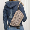 ADBG1234 American Darling Hand-Tooled Western Leather Wristlet Bag - Genuine Floral Carved Women Clutch