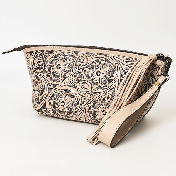 ADBG1234 American Darling Hand-Tooled Western Leather Wristlet Bag - Genuine Floral Carved Women Clutch