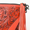 ADBG1234 American Darling Hand-Tooled Western Leather Wristlet Bag - Genuine Floral Carved Women Clutch