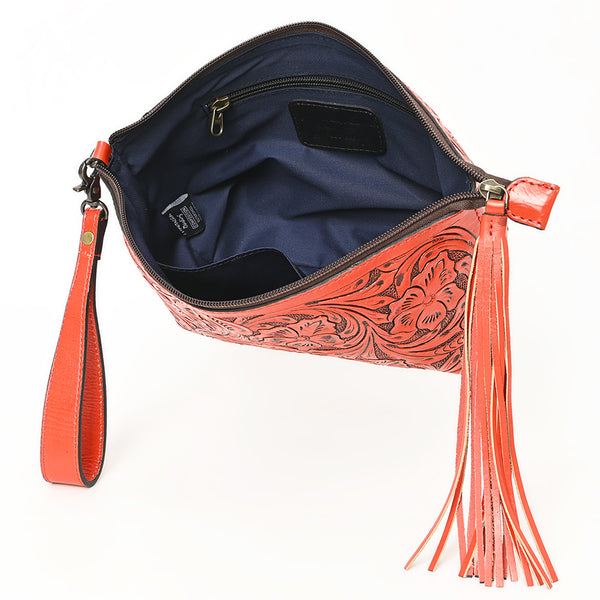 ADBG1234 American Darling Hand-Tooled Western Leather Wristlet Bag - Genuine Floral Carved Women Clutch