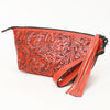ADBG1234 American Darling Hand-Tooled Western Leather Wristlet Bag - Genuine Floral Carved Women Clutch