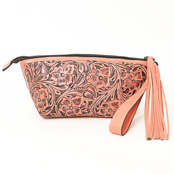 ADBG1234 American Darling Hand-Tooled Western Leather Wristlet Bag - Genuine Floral Carved Women Clutch
