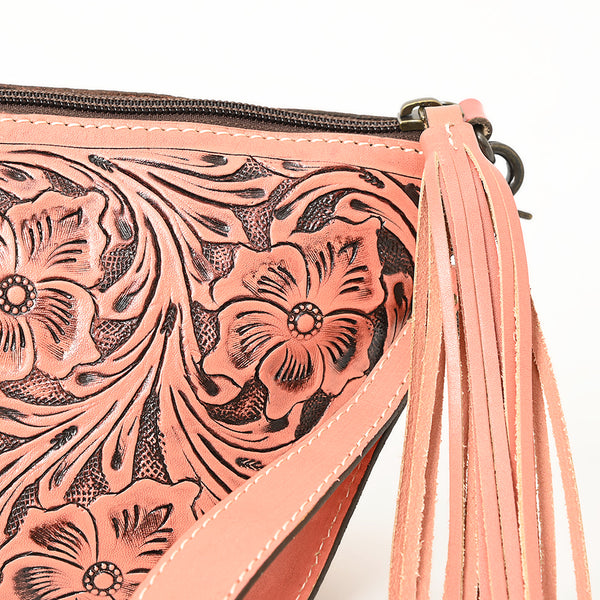 ADBG1234 American Darling Hand-Tooled Western Leather Wristlet Bag - Genuine Floral Carved Women Clutch