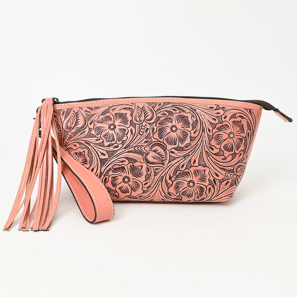 ADBG1234 American Darling Hand-Tooled Western Leather Wristlet Bag - Genuine Floral Carved Women Clutch