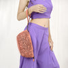 ADBG1234 American Darling Hand-Tooled Western Leather Wristlet Bag - Genuine Floral Carved Women Clutch