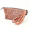 ADBG1234 American Darling Hand-Tooled Western Leather Wristlet Bag - Genuine Floral Carved Women Clutch