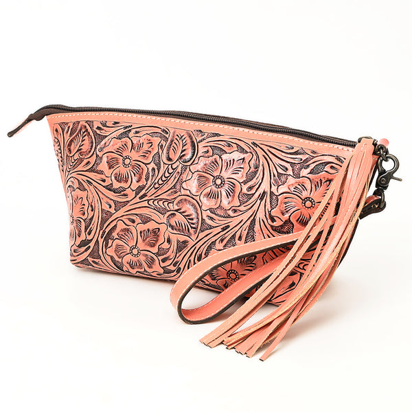 ADBG1234 American Darling Hand-Tooled Western Leather Wristlet Bag - Genuine Floral Carved Women Clutch