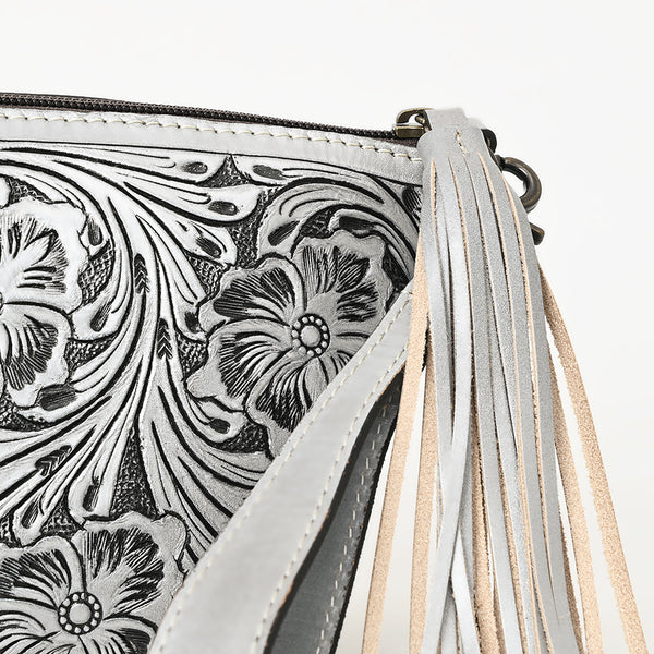 ADBG1234 American Darling Hand-Tooled Western Leather Wristlet Bag - Genuine Floral Carved Women Clutch