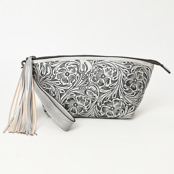 ADBG1234 American Darling Hand-Tooled Western Leather Wristlet Bag - Genuine Floral Carved Women Clutch