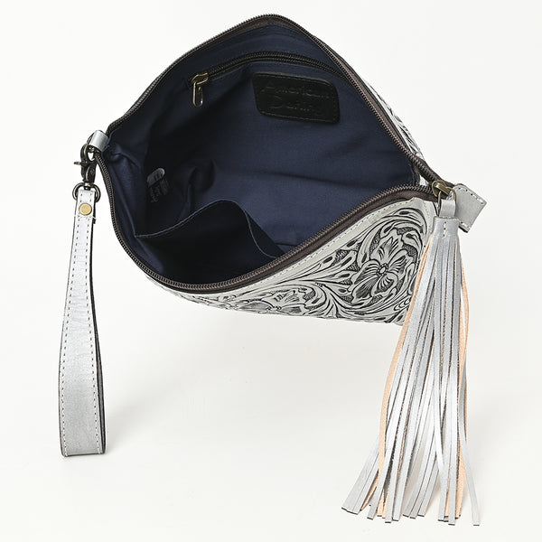 ADBG1234 American Darling Hand-Tooled Western Leather Wristlet Bag - Genuine Floral Carved Women Clutch